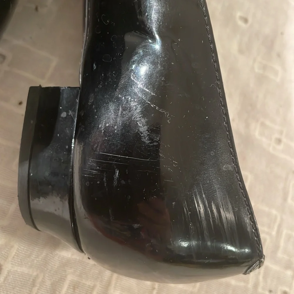 Yves Saint Laurent Black Flat Peep Toe Bow Flat Shoes - Picture 11 of 13